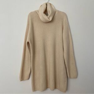 Ca Va De Soi Wool Angora Turtleneck Sweater Dress in Cream size Large